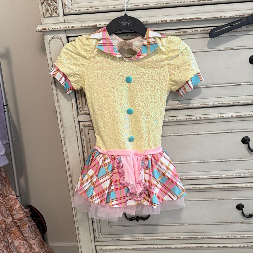 Revolution Yellow and Pink Plaid Kids Dance Costume